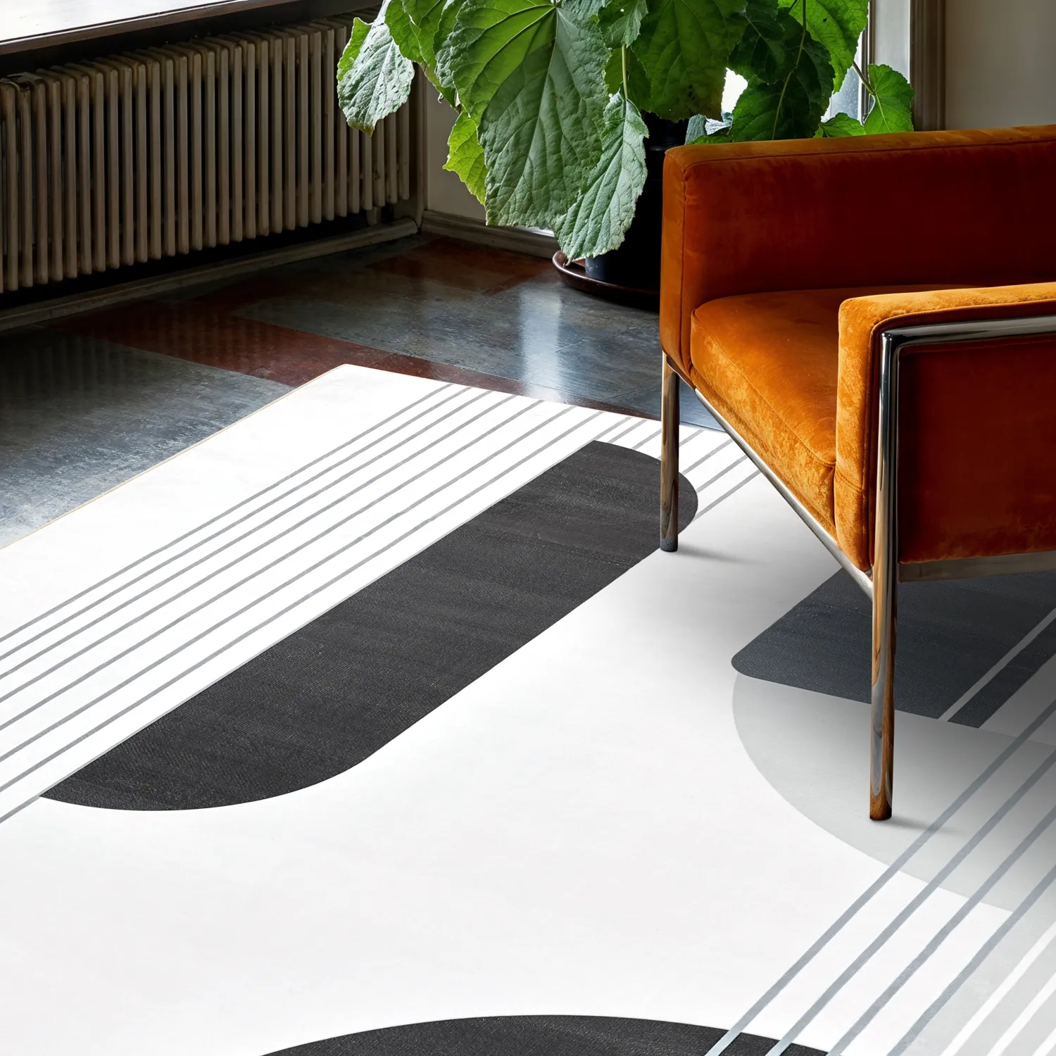 Alfombra Wilton - Delft (blanco/gris/negro)