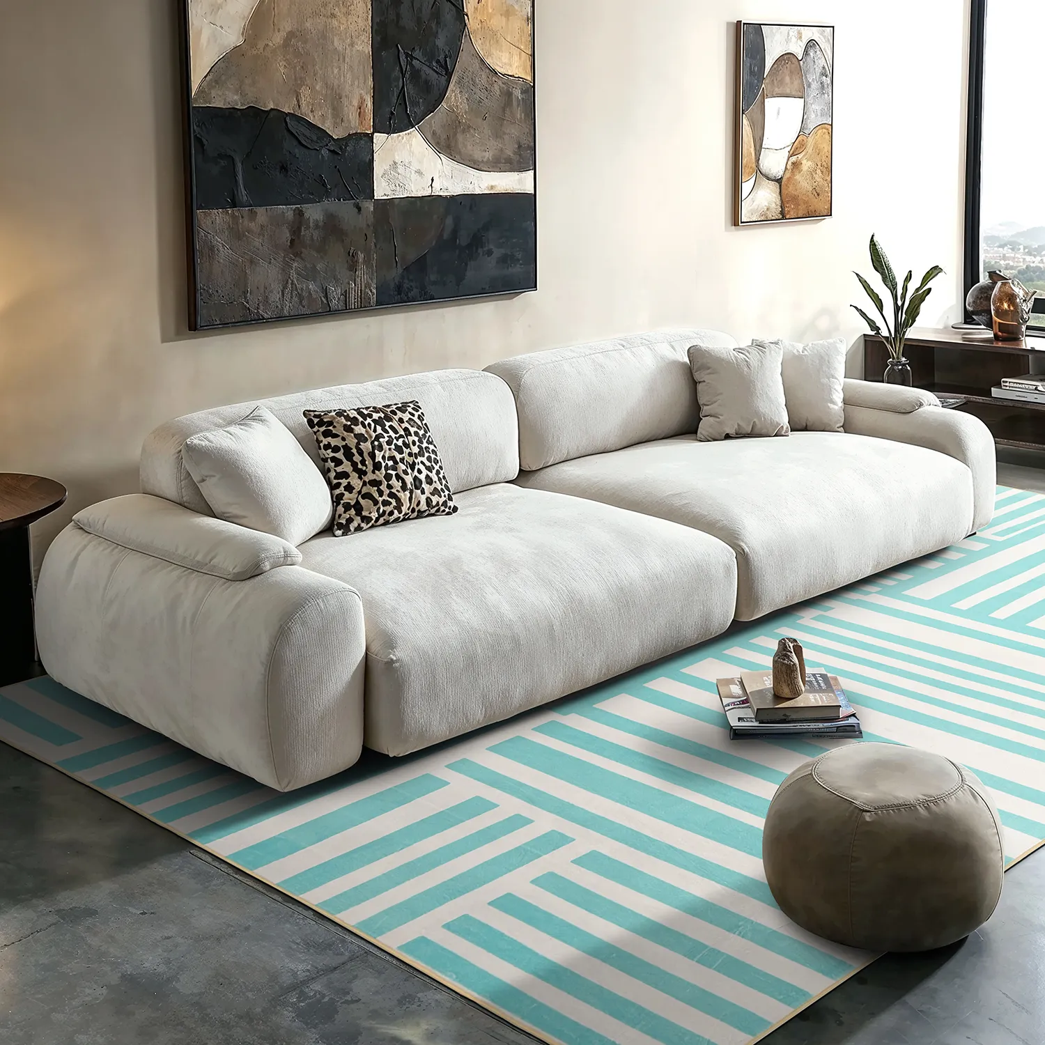 Alfombra Wilton - Joma (turquesa/blanco)