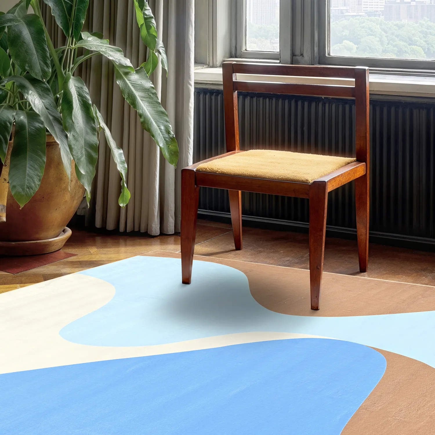 Alfombra Wilton - Leiden (azul/marrón)