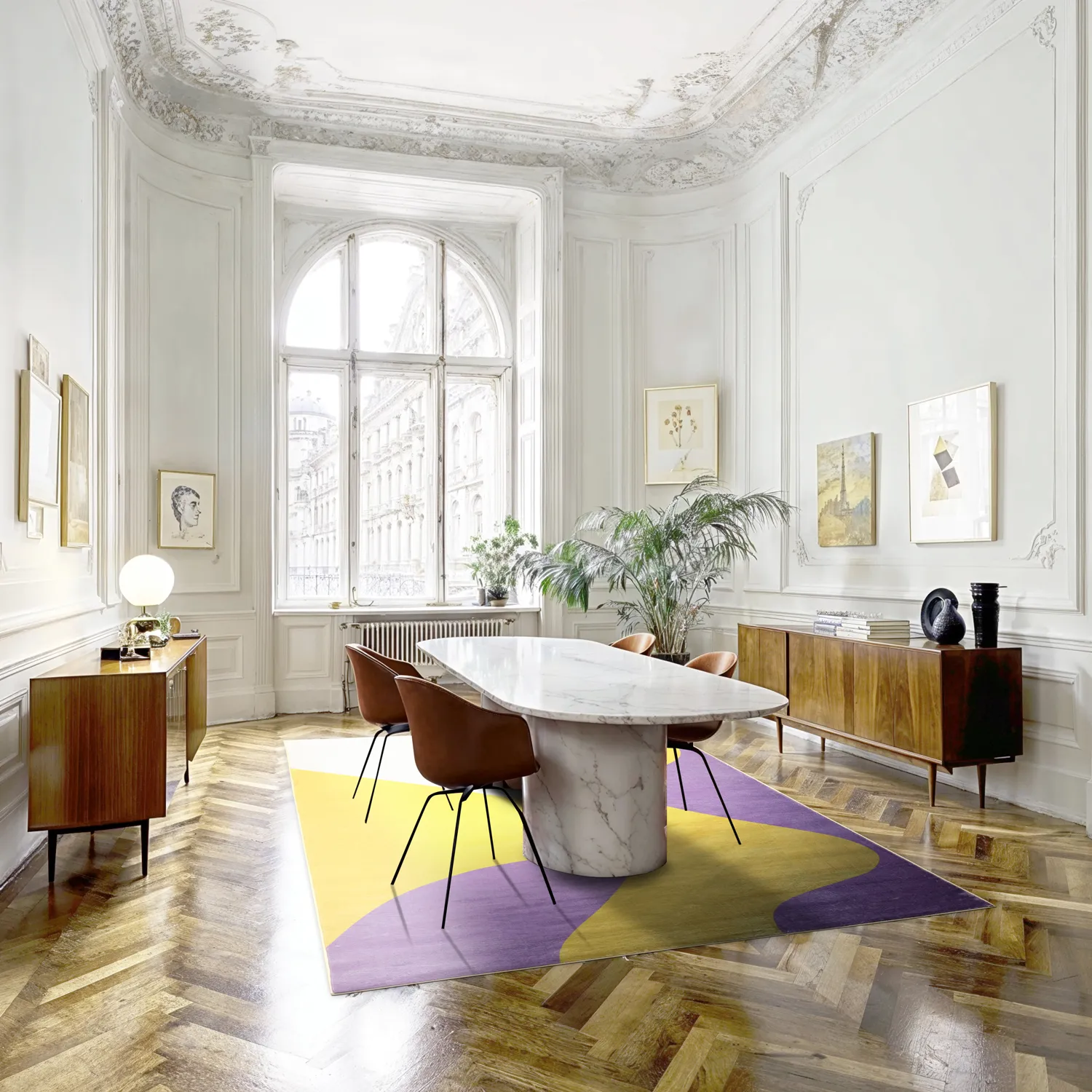 Alfombra Wilton - Leiden (amarillo/morado)
