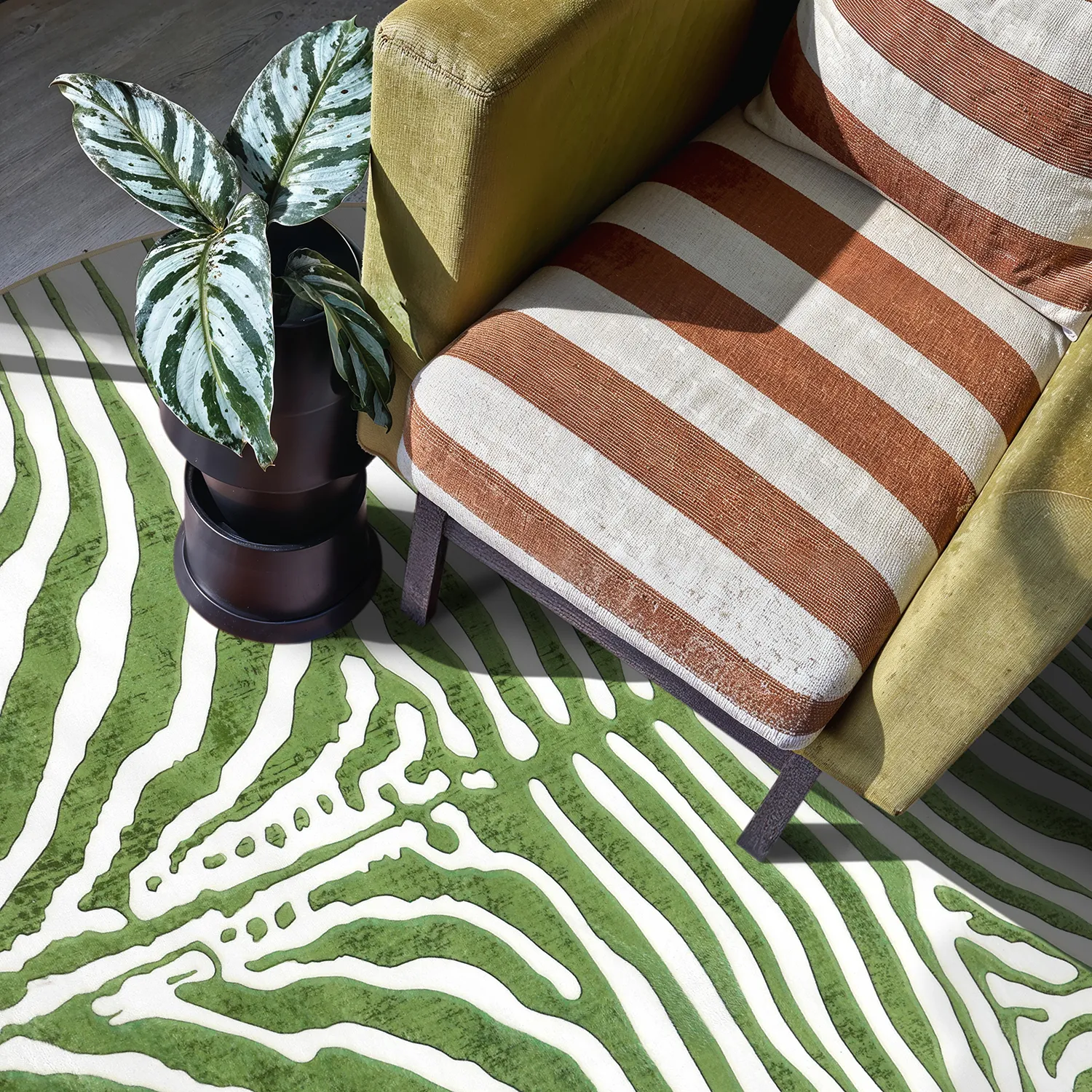 Alfombras redondeadas - Zebra (verde)