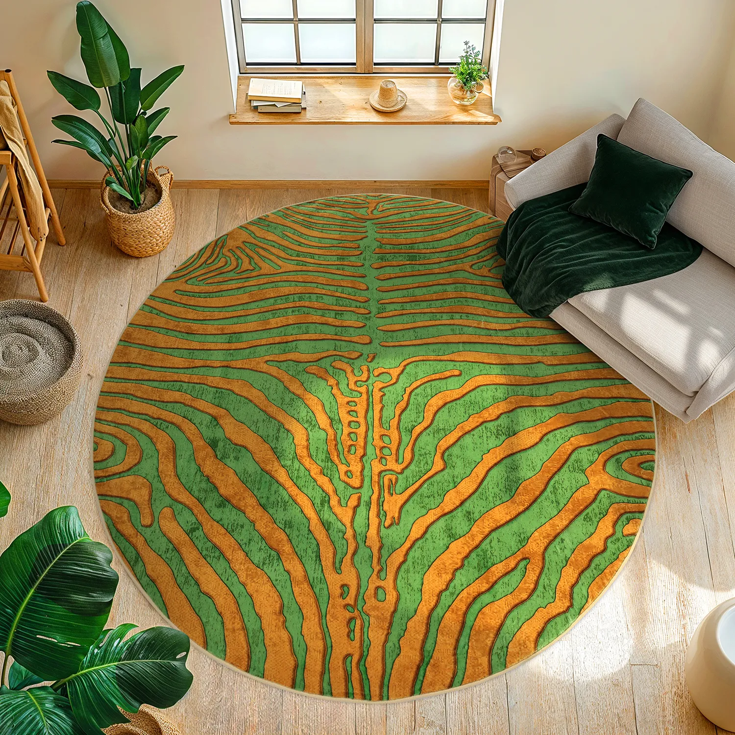 Alfombras redondeadas - Zebra (verde/naranja)