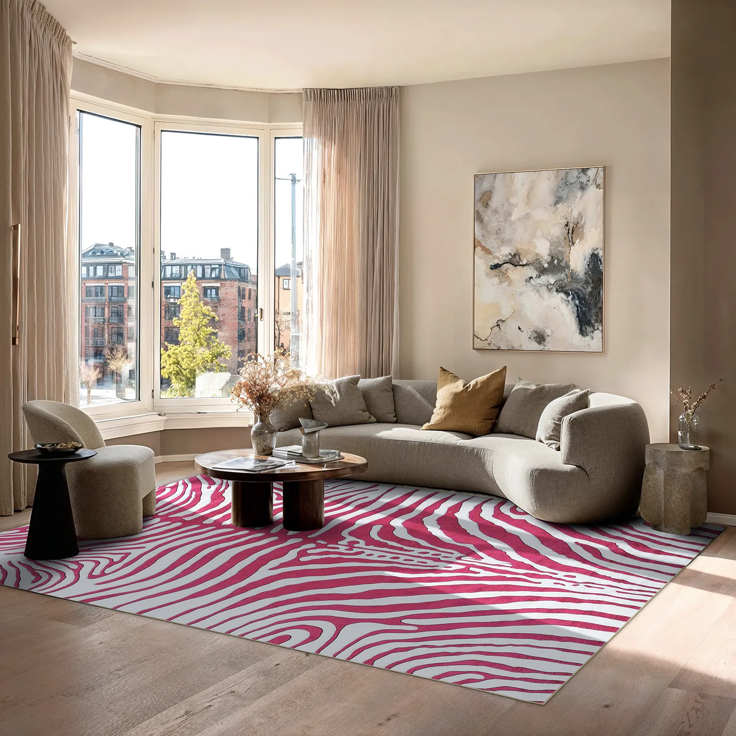 Alfombra Wilton - Zebra (rosa)