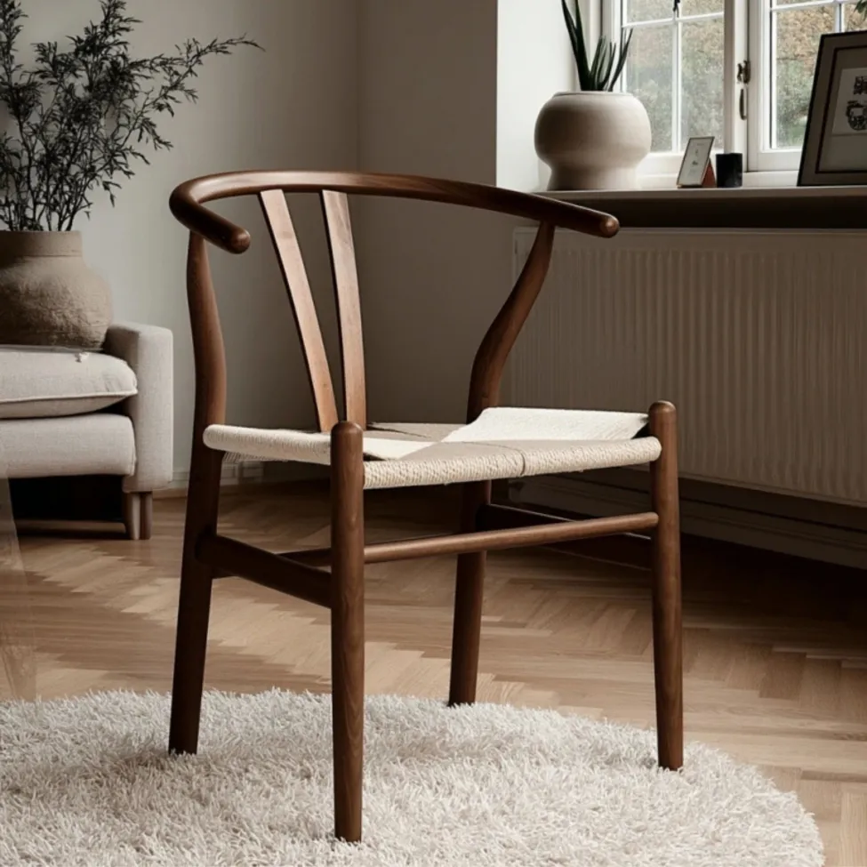 Silla - Alta (nuez/beige) - 2 piezas