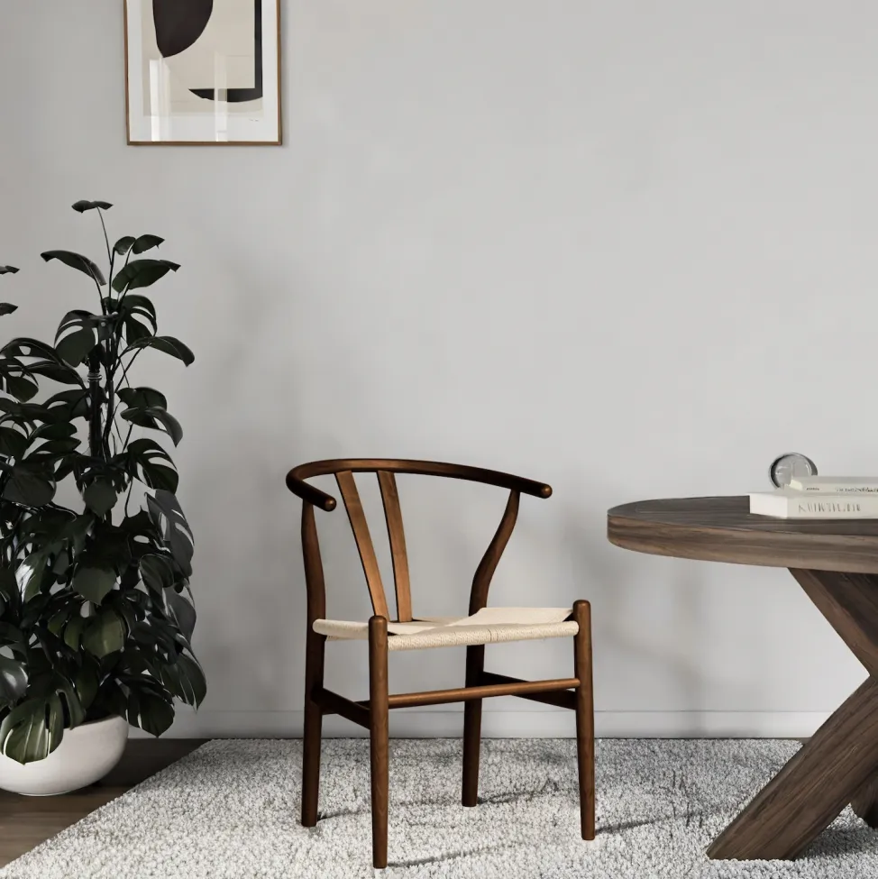 Silla - Alta (nuez/beige) - 2 piezas