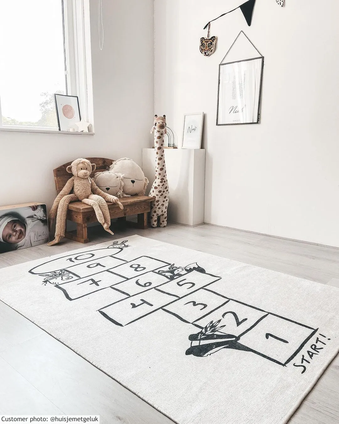 Alfombra infantil - Hopscotch Animals (blanco)