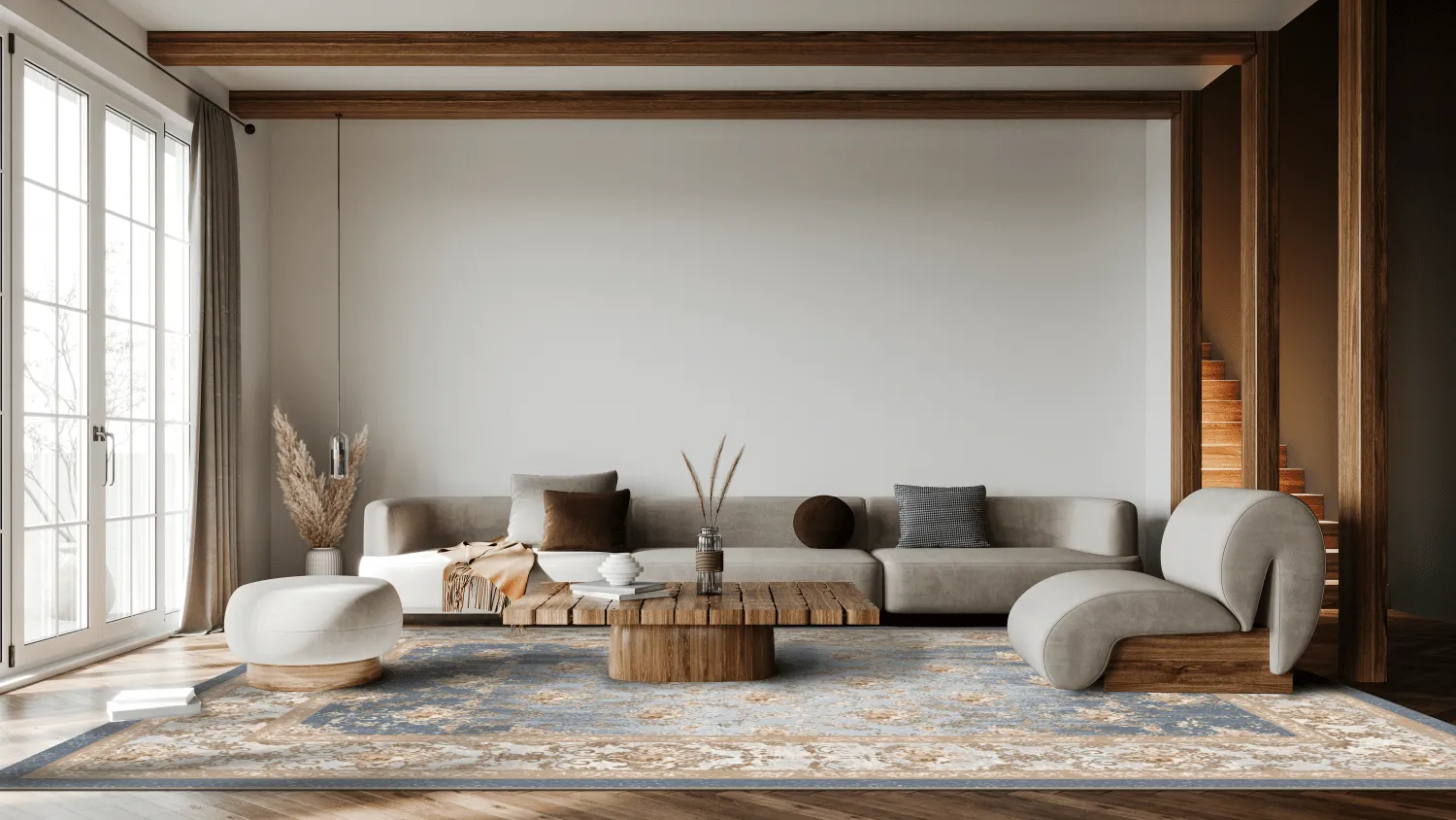 Alfombra Wilton - Zafer (gris/beige)